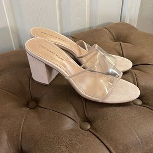 Who What Wear Danielle Clear Vinyl Block Heels Size 8